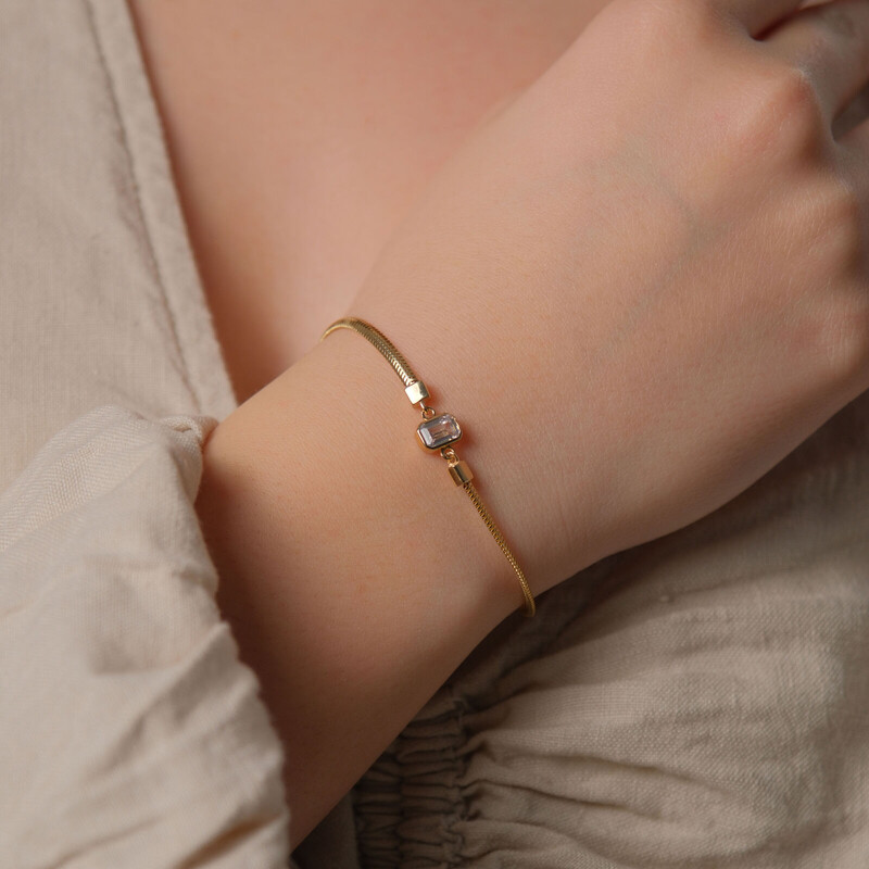 Baget Taş Detaylı Minimal Bileklik